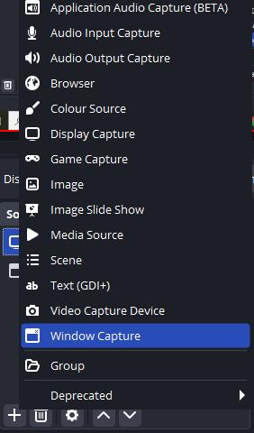 add window capture in obs studio