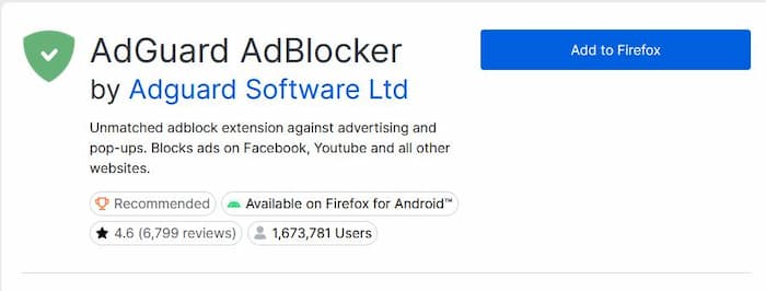 adguard adblocker on firefox store