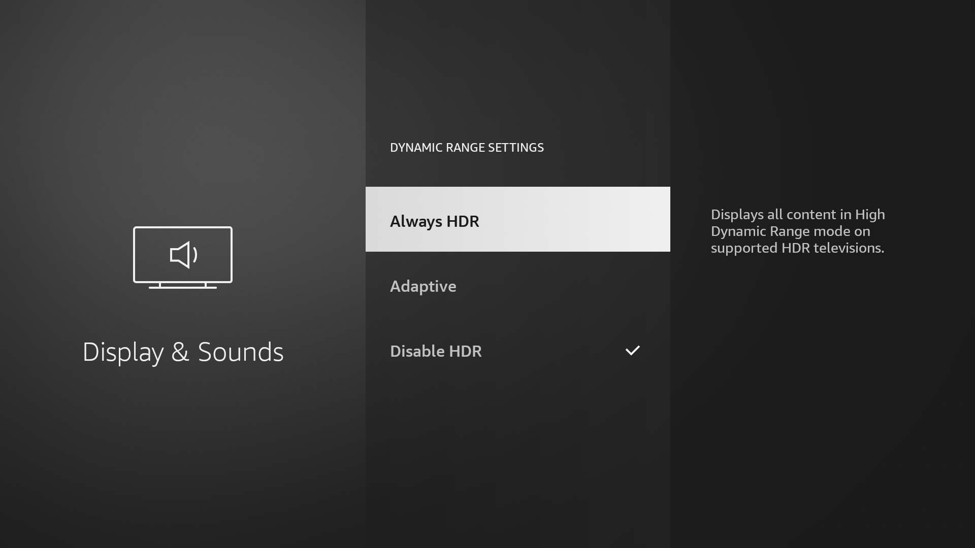 adjust hdr on fire stick