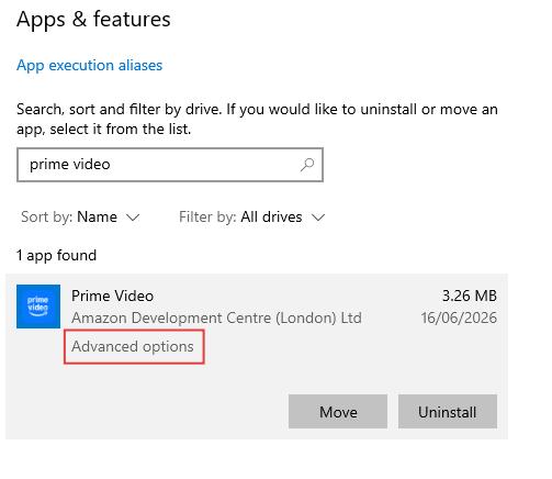 advanced options for prime video