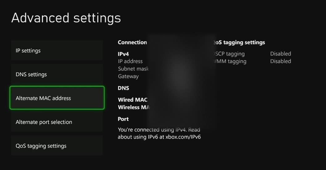 alternate mac address on xbox