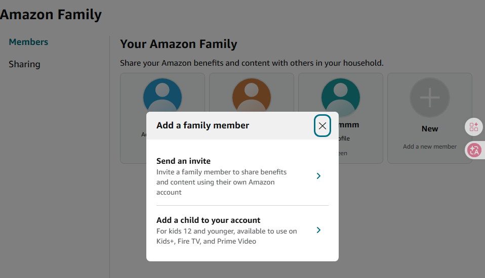 Enter the invitee name and email to invite them to Amazon Household