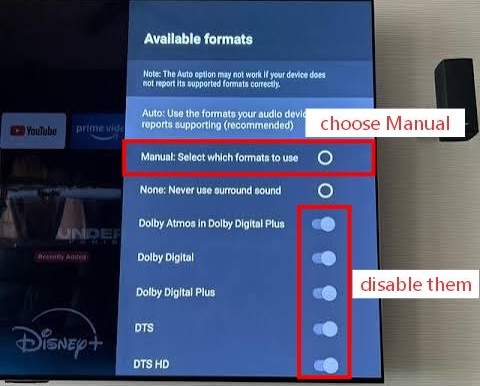 android tv audio formats manual