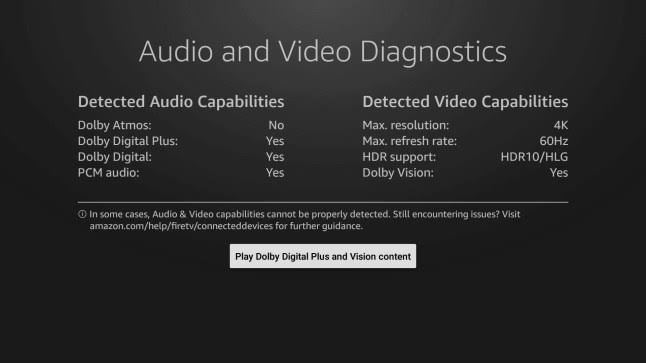 fire stick audio diagnostics
