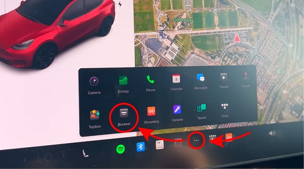 browser app in tesla