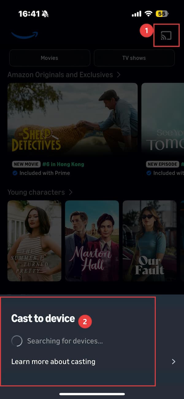cast prime video from mobile phone