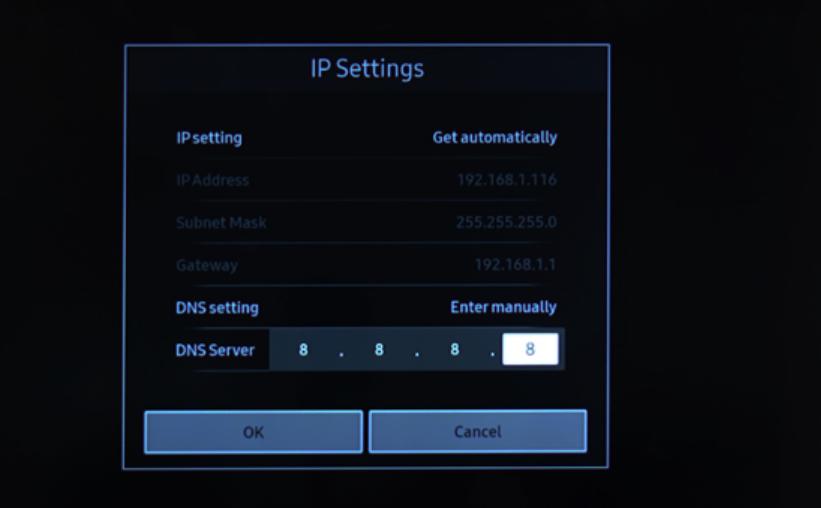 change dns settings on samsung tv