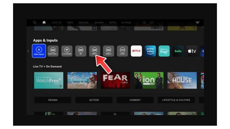 change input source to hdmi on vizio tv