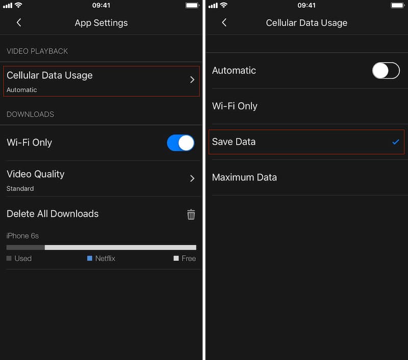 change netflix video quality on mobile
