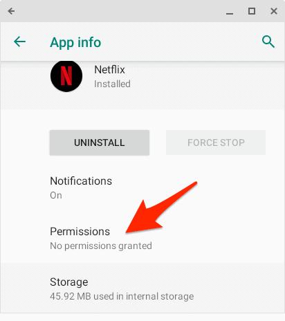 check netflix app permissions on android