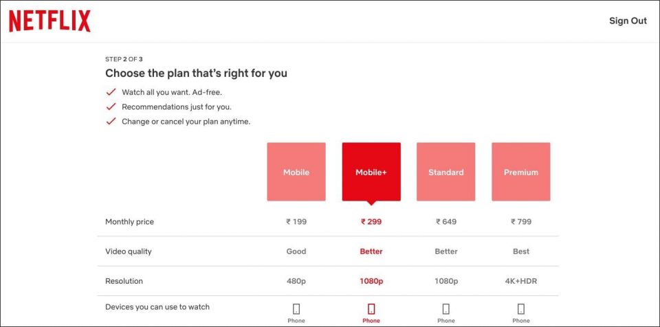 choose a netflix plan