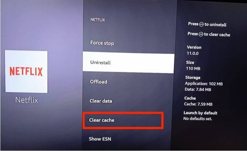 clear netflix cache on firestick