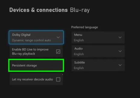 clear storage on xbox