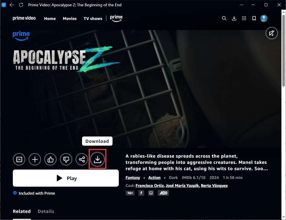 click download button