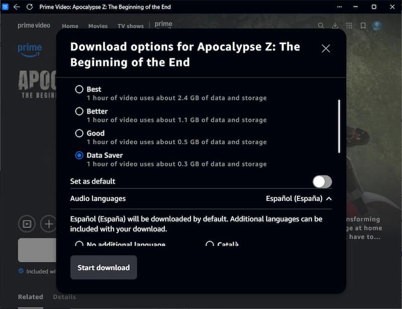 configure download quality