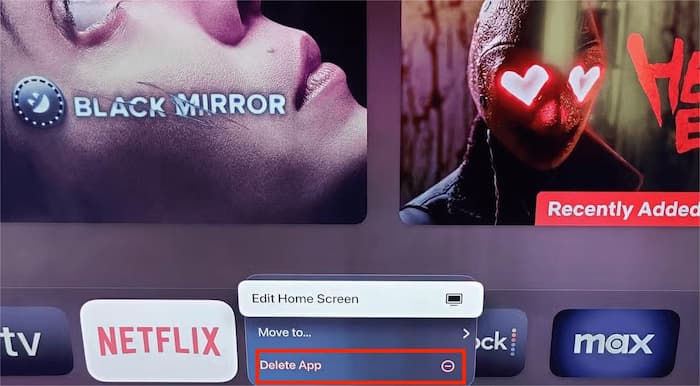 delete netflix app from apple tv