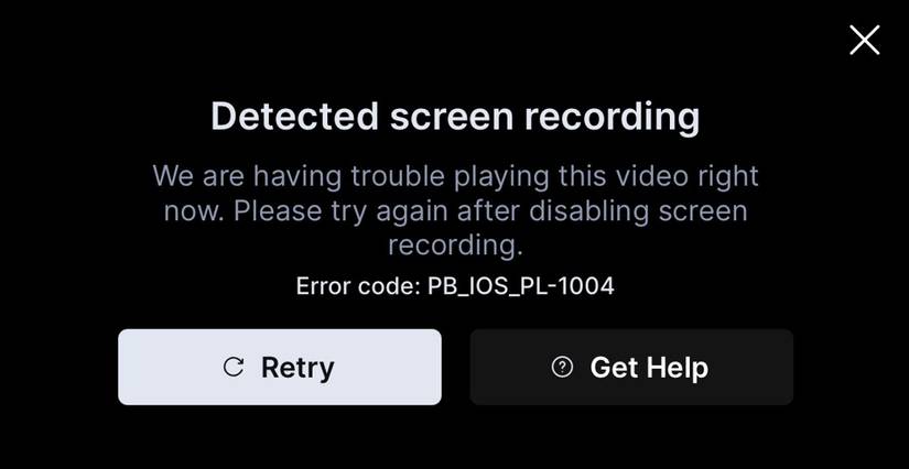 detected screen recording in netflix app