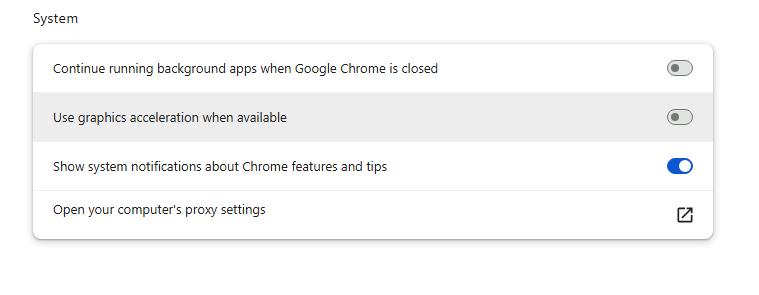 disable hardware acceleration in chrome