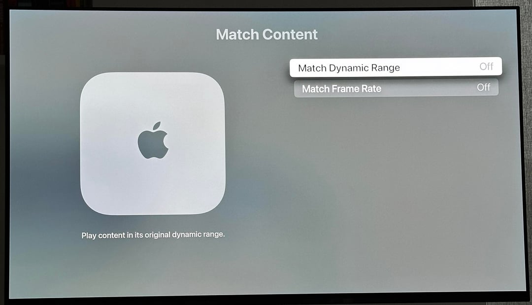 disable match content on apple tv