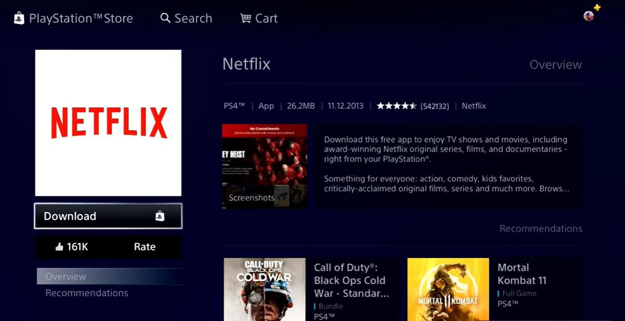 download netflix on playstation4