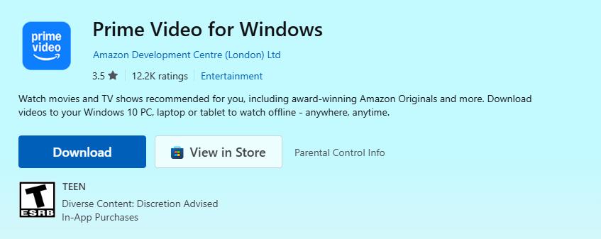 download prime video for windows app