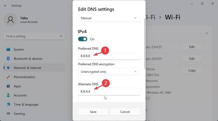 edit dns settings on windows pc