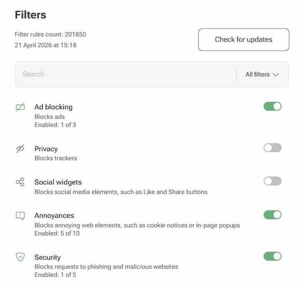 enable adguard filters