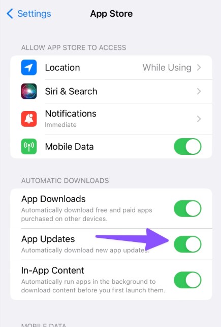 enable app store auto updates
