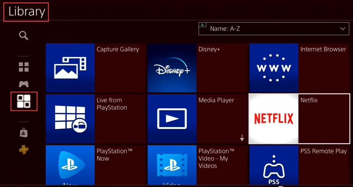 find netflix in playstation4 library