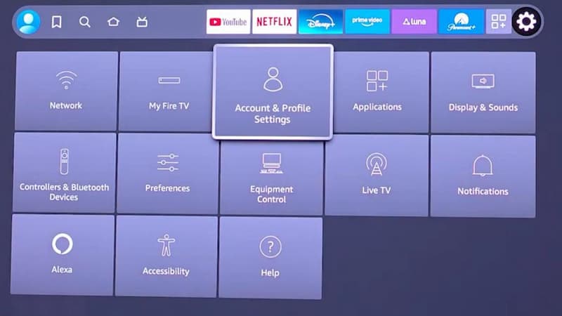 fire tv account and profile settings