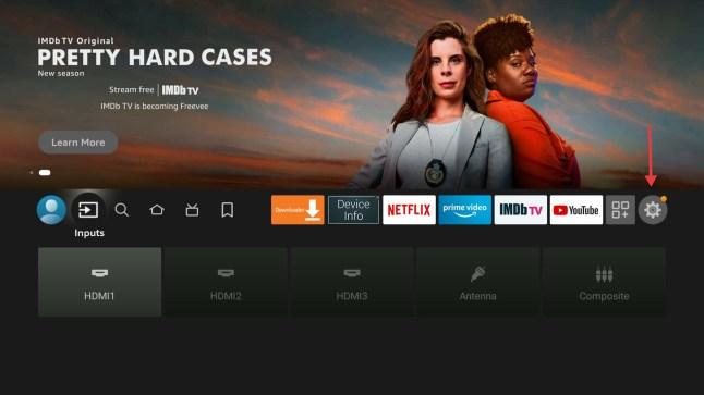 fire tv settings icon in old interface