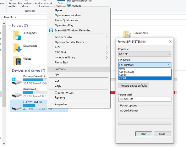 format usb to exfat on windows