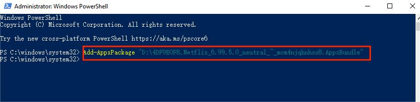 install netflix app via powershell