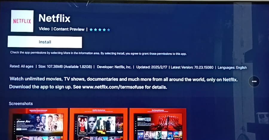 install netflix on samsung tv