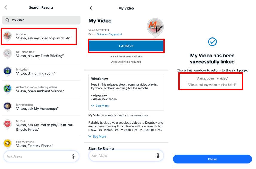 link dropbox with my video skill