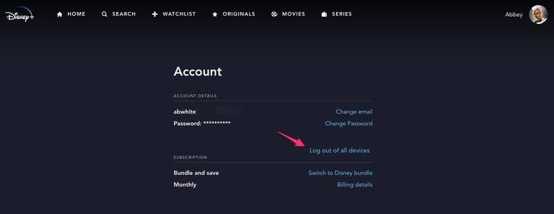 log out of all devices on disneyplus
