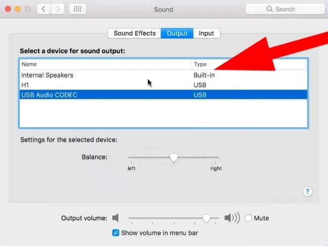 macbook sound output settings