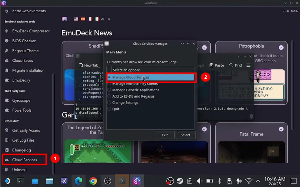 Manage cloud services on EmuDeck