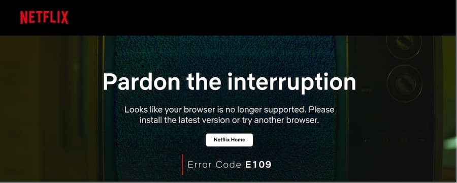 netflix error code e109