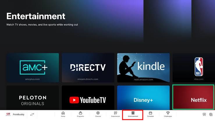 netflix in peloton entertainment hub