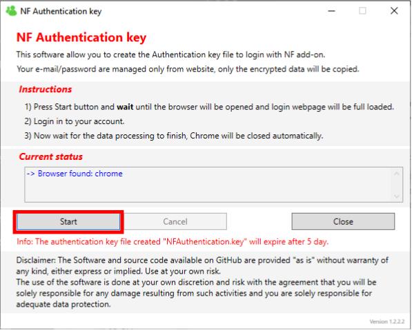 Sign in to Netflix with the authentication key