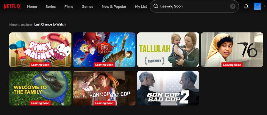 netflix leaving soon search results