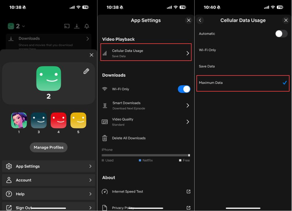 netflix maximum data usage setup