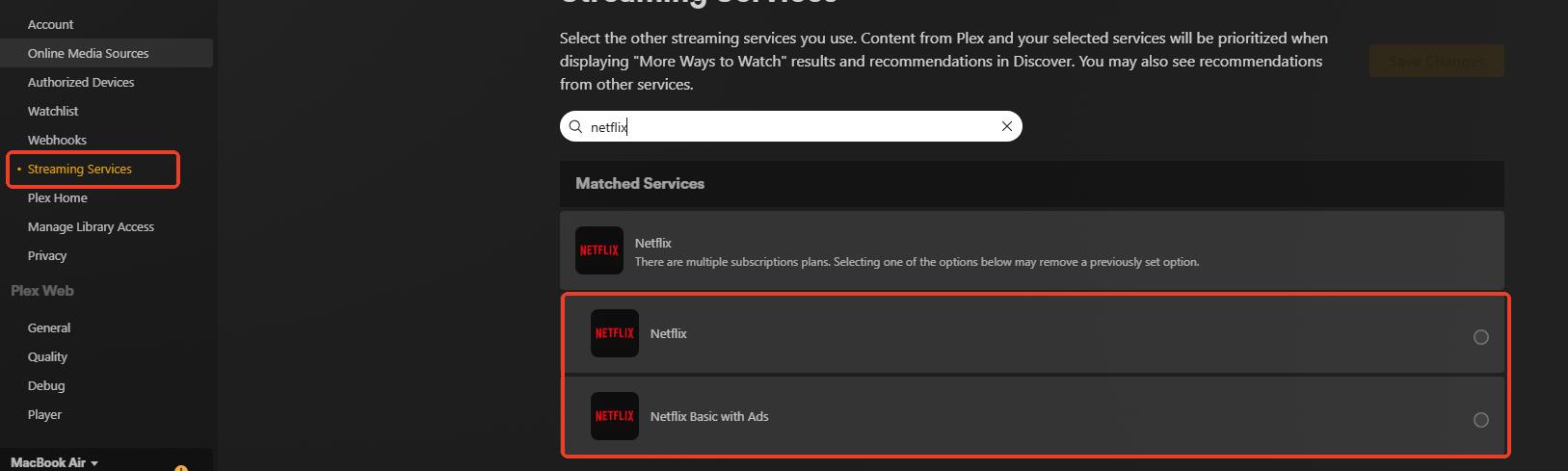 Netflix Plex Discover feature