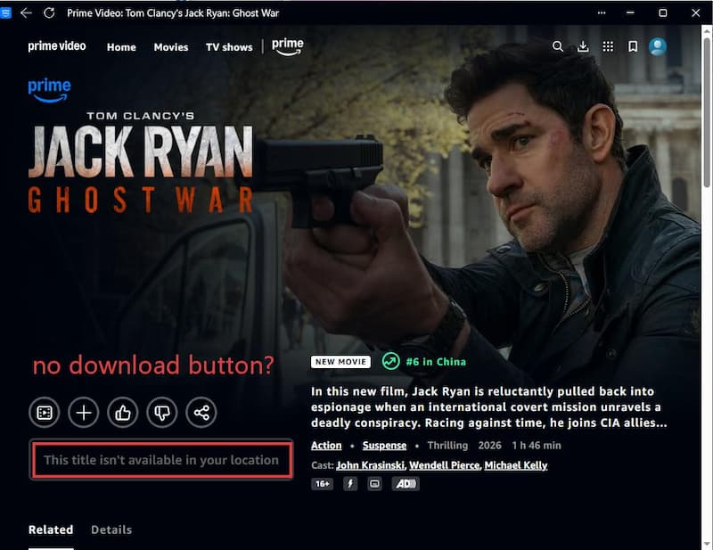 no download button on prime video pc