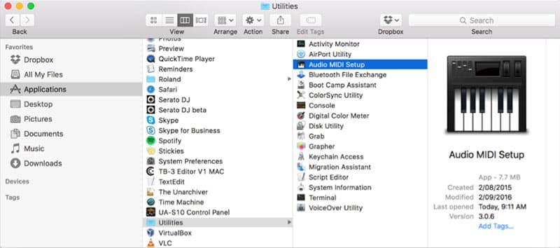 open audio midi setup on mac