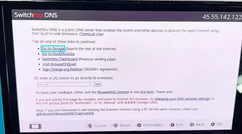 open google on switch