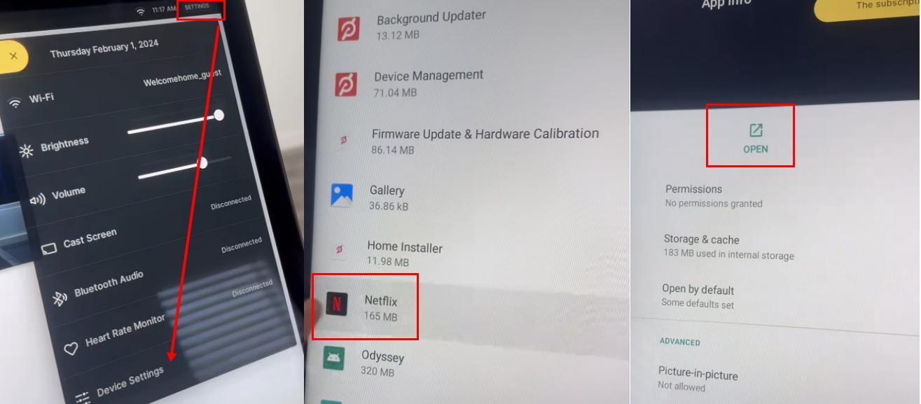 open netflix on peloton from apps list