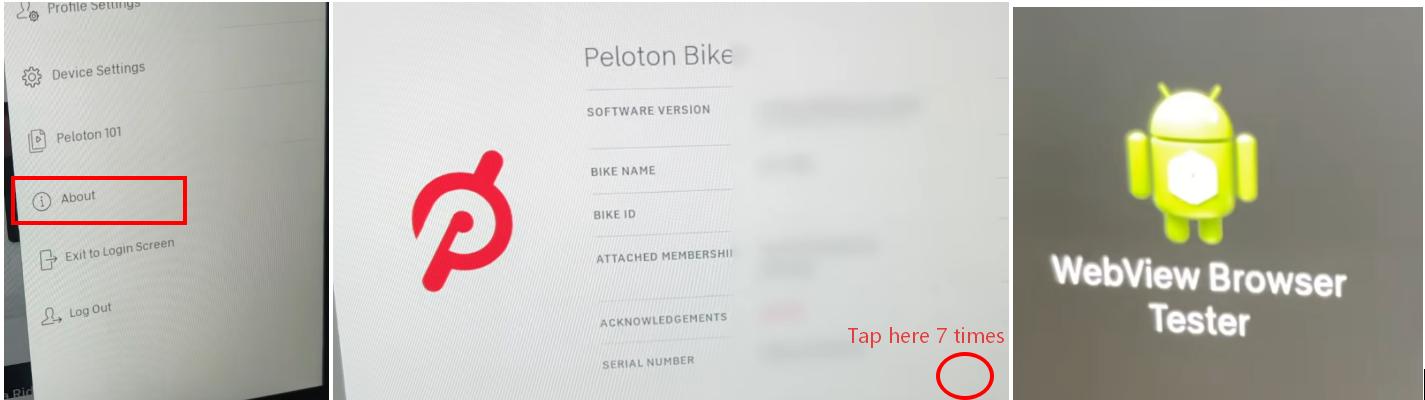 open the hidden browser on peloton