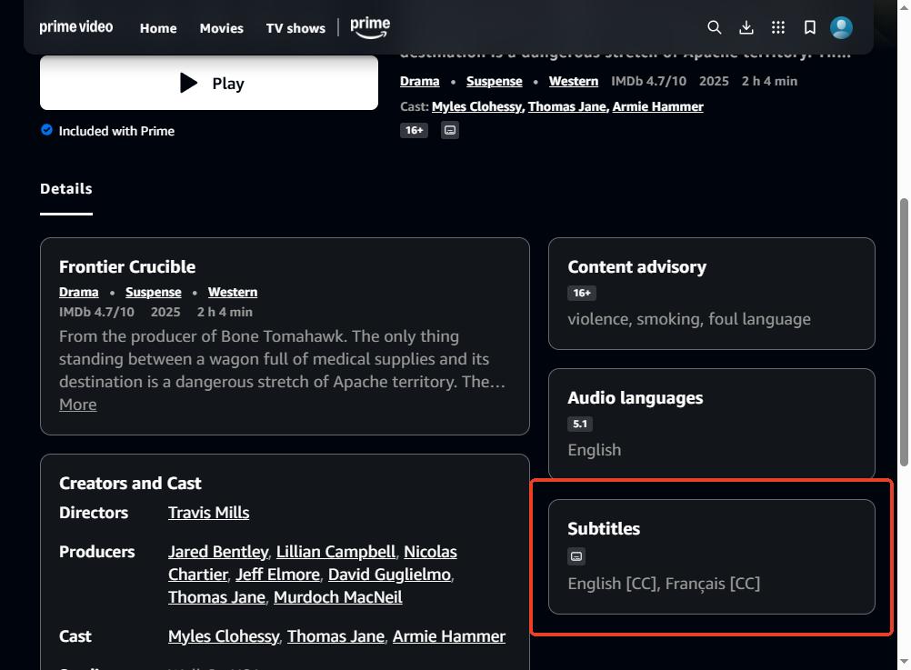prime video subtitle info